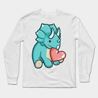 Cute Triceratops with heart, Dino, Dinosaur Long Sleeve T-Shirt
